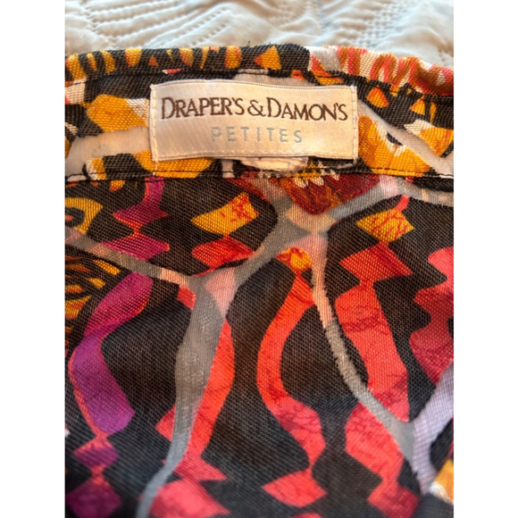 Drapers & Damon's Women’s Bright Vibrant Abstract Blouse Petite L - Picture 6 of 8